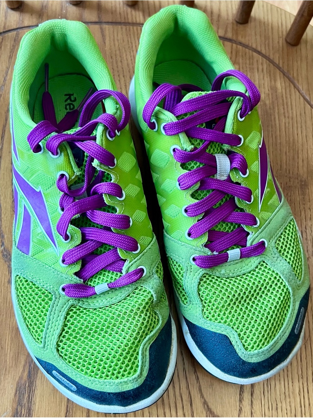 Reebok Lime Green and Purple Women's Athletic Sneakers